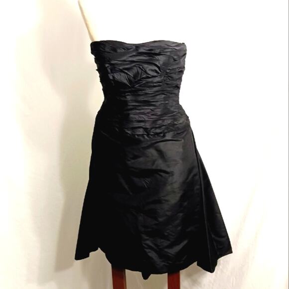 Rickie Freeman for Teri Jon Formal Mini Dress Sz 2 BLACK SILK Strapless Wedding - Picture 1 of 15